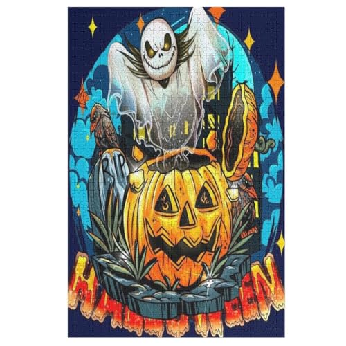 Halloweenkürbis Holzpuzzle Erwachsene - 1000 Teiliges Jigsaw Knobelspiel - Puzzle Für Erwachsene & Kinder - Outdoor & Reisespielzeug - Geduldspiel （78×53cm） von AAPZY