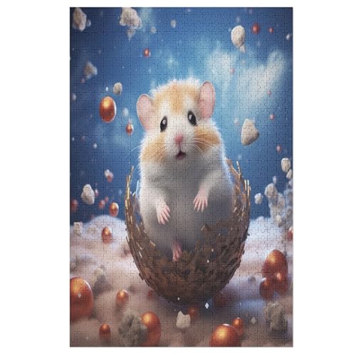 Hamster Holzpuzzle 1000 Teile,Puzzles Für Erwachsene, Impossible Puzzle, Geschicklichkeitsspiel Für Die Ganze Familie,Home Dekoration Puzzle, Puzzle Kinder Legespiel （78×53cm） von AAPZY