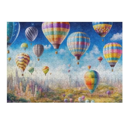 Heiß Heißluftballon 300 Teile Puzzle Für Erwachsene, Herausforderung Puzzles - Familienpuzzle Verringerter Druck Schwieriges Puzzle Rahmen Holzpuzzle Für Erwachsene Kinder 12+ （40×28cm） von AAPZY