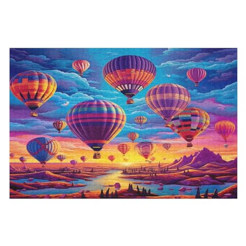 Heißluftballon Holzpuzzle 1000 Teile, Knobelspiele Für Erwachsene, Teenager, Puzzles Unmögliche - Kinder Puzzle Zimmer Deko （75×50cm） von AAPZY