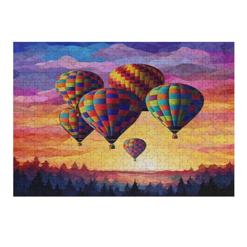 Heißluftballon -Puzzle, 300 Teile,Holzpuzzle Für Erwachsene Kinder, Lustiges Spielzeug, Denkspiel, Spielzeug, Bildungsspiel, Herausforderung, Pädagogisch, （40×28cm） von AAPZY