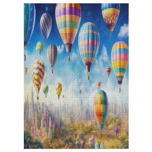 Heißluftballon Puzzle 300 Teile, Holzpuzzle Für Erwachsene, Impossible Puzzle, Geschicklichkeitsspiel Für Die Ganze Familie, Puzzle Farbenfrohes Legespiel Kinder Puzzles 42×30cm von AAPZY