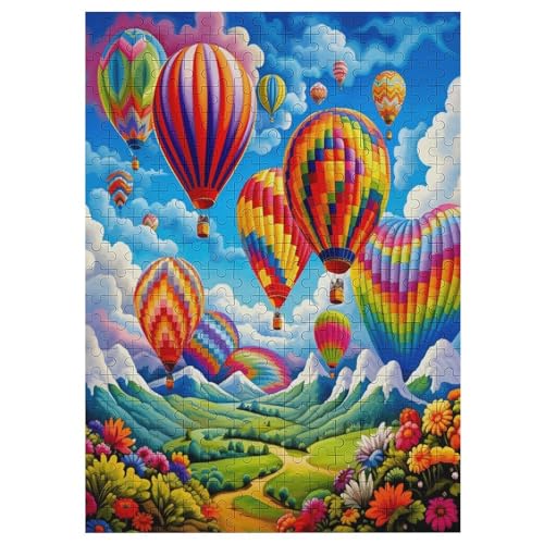 Heißluftballon Puzzles 300 Teile Für Jugendliche Kreatives Holzpuzzlespielzeug Familienspiel Schwierigkeitsgrad Herausforderungspuzzles 42×30cm von AAPZY