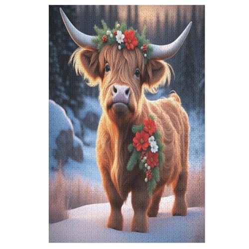 Highland Katzetle Puzzle Für Erwachsene,1000-teiliges Puzzle,Puzzle Für Erwachsene Und Kinder,Holzpuzzle,Lernspielzeug, 78×53cm von AAPZY