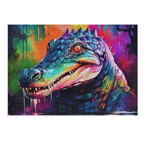 Holzpuzzle 300 Teile, Krokodil Puzzles Erwachsene Und Kinder, Am Besten Für Die Familienspielsammlung - Puzzle （40×28cm） von AAPZY