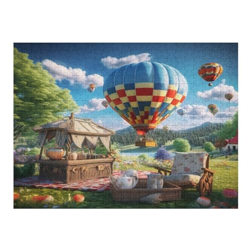 Holzpuzzle 500 Teile, Heißluftballon Puzzles Erwachsene Und Kinder, Am Besten Für Die Familienspielsammlung - Puzzle （52×38cm） von AAPZY