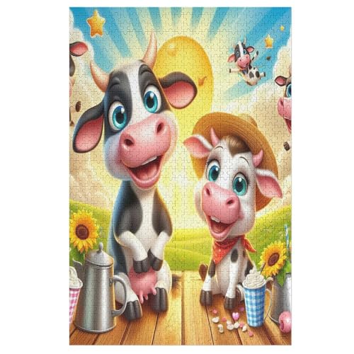 Holzpuzzle Animal Kuh Puzzle 1000 Teile Erwachsene Klassische Pädagogisches Spielzeug Kinder Lernspiel Herausforderndes Puzzles Raumdekoration Detailreiches Geschenk 78×53cm von AAPZY