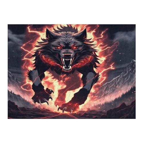 Holzpuzzle Animal Wolf Puzzle 500 Teile Erwachsene Klassische Pädagogisches Spielzeug Kinder Lernspiel Herausforderndes Puzzles Raumdekoration Detailreiches Geschenk （52×38cm） von AAPZY