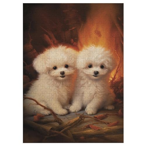 Holzpuzzle Bichon Frisés Puzzle 300 Teile Erwachsene Klassische Pädagogisches Spielzeug Kinder Lernspiel Herausforderndes Puzzles Raumdekoration Detailreiches Geschenk 42×30cm von AAPZY