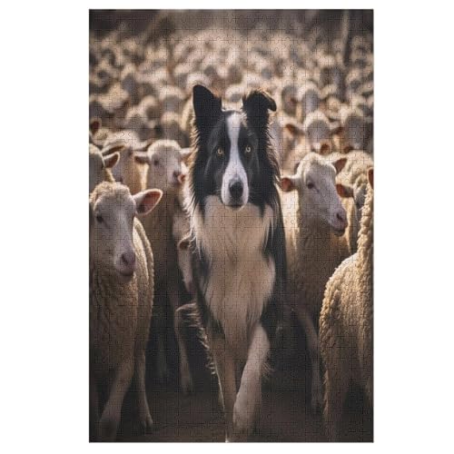 Holzpuzzle Border Collie Puzzle 1000 Teile Erwachsene Klassische Pädagogisches Spielzeug Kinder Lernspiel Herausforderndes Puzzles Raumdekoration Detailreiches Geschenk （78×53cm） von AAPZY