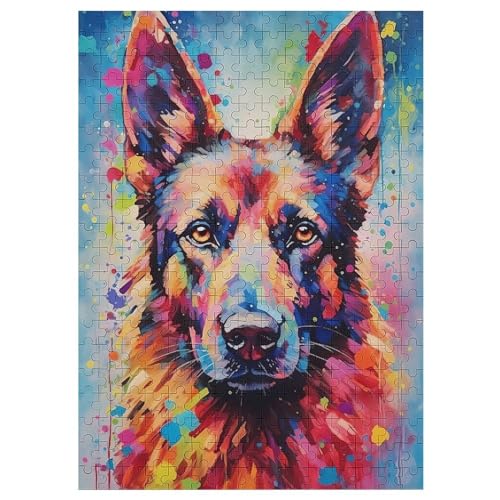 Holzpuzzle Deutscher Schäferhund Puzzle 300 Teile Erwachsene Klassische Pädagogisches Spielzeug Kinder Lernspiel Herausforderndes Puzzles Raumdekoration Detailreiches Geschenk 42×30cm von AAPZY