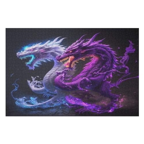 Holzpuzzle Drache Puzzle 1000 Teile Erwachsene Klassische Pädagogisches Spielzeug Kinder Lernspiel Herausforderndes Puzzles Raumdekoration Detailreiches Geschenk （75×50cm） von AAPZY