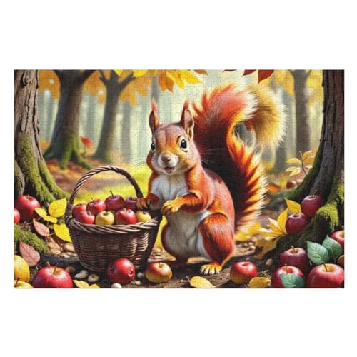 Holzpuzzle Eichhörnchen Puzzle 1000 Teile Erwachsene Klassische Pädagogisches Spielzeug Kinder Lernspiel Herausforderndes Puzzles Raumdekoration Detailreiches Geschenk （75×50cm） von AAPZY