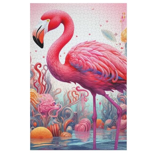 Holzpuzzle Flamingo Puzzle 1000 Teile Erwachsene Klassische Pädagogisches Spielzeug Kinder Lernspiel Herausforderndes Puzzles Raumdekoration Detailreiches Geschenk 78×53cm von AAPZY