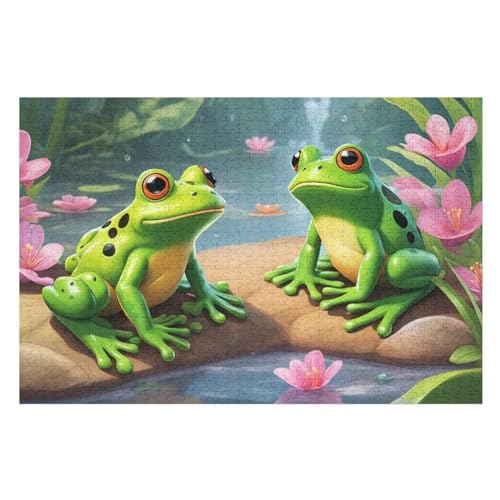 Holzpuzzle Frosch Puzzle 1000 Teile Erwachsene Klassische Pädagogisches Spielzeug Kinder Lernspiel Herausforderndes Puzzles Raumdekoration Detailreiches Geschenk （75×50cm） von AAPZY