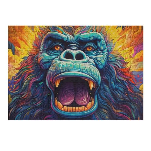 Holzpuzzle Gorilla Puzzle 300 Teile Erwachsene Klassische Pädagogisches Spielzeug Kinder Lernspiel Herausforderndes Puzzles Raumdekoration Detailreiches Geschenk （40×28cm） von AAPZY