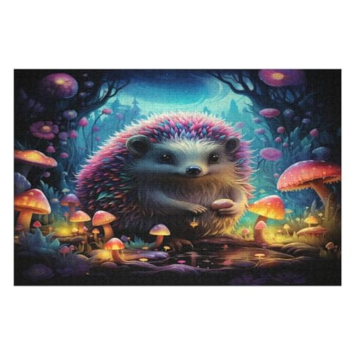 Holzpuzzle Igel Puzzle 1000 Teile Erwachsene Klassische Pädagogisches Spielzeug Kinder Lernspiel Herausforderndes Puzzles Raumdekoration Detailreiches Geschenk （75×50cm） von AAPZY