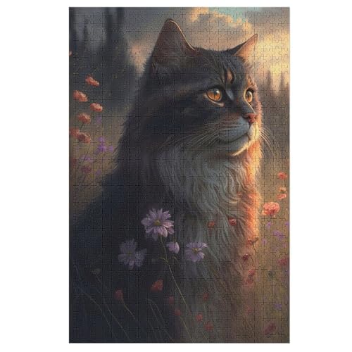 Holzpuzzle Katze Puzzle 1000 Teile Erwachsene Klassische Pädagogisches Spielzeug Kinder Lernspiel Herausforderndes Puzzles Raumdekoration Detailreiches Geschenk 78×53cm von AAPZY