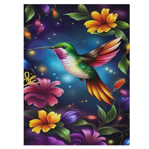 Holzpuzzle Kolibri Puzzle 500 Teile Erwachsene Klassische Pädagogisches Spielzeug Kinder Lernspiel Herausforderndes Puzzles Raumdekoration Detailreiches Geschenk （55×41cm） von AAPZY