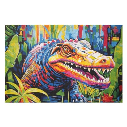 Holzpuzzle Krokodil Puzzle 1000 Teile Erwachsene Klassische Pädagogisches Spielzeug Kinder Lernspiel Herausforderndes Puzzles Raumdekoration Detailreiches Geschenk （75×50cm） von AAPZY