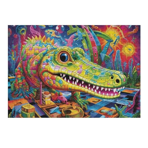 Holzpuzzle Krokodil Puzzle 300 Teile Erwachsene Klassische Pädagogisches Spielzeug Kinder Lernspiel Herausforderndes Puzzles Raumdekoration Detailreiches Geschenk （40×28cm） von AAPZY