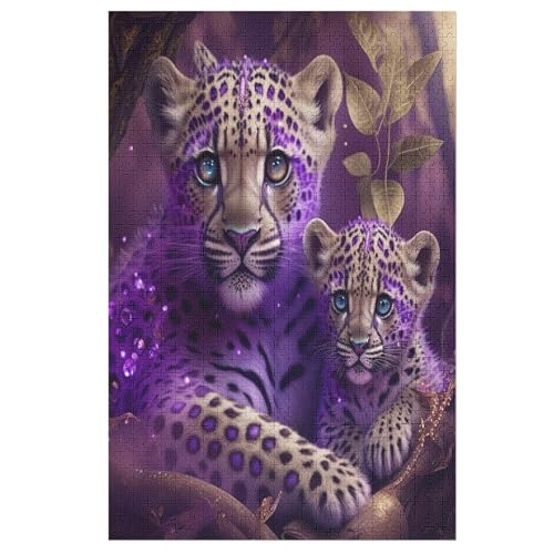 Holzpuzzle Leopard Puzzle 1000 Teile Erwachsene Klassische Pädagogisches Spielzeug Kinder Lernspiel Herausforderndes Puzzles Raumdekoration Detailreiches Geschenk 78×53cm von AAPZY