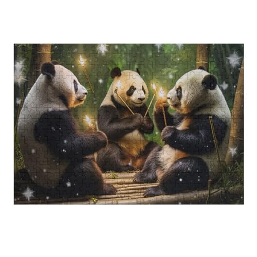 Holzpuzzle Panda Puzzle 300 Teile Erwachsene Klassische Pädagogisches Spielzeug Kinder Lernspiel Herausforderndes Puzzles Raumdekoration Detailreiches Geschenk （40×28cm） von AAPZY
