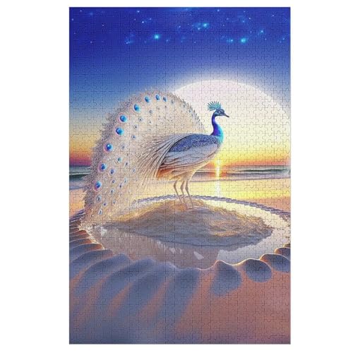 Holzpuzzle Pfau Puzzle 1000 Teile Erwachsene Klassische Pädagogisches Spielzeug Kinder Lernspiel Herausforderndes Puzzles Raumdekoration Detailreiches Geschenk 78×53cm von AAPZY