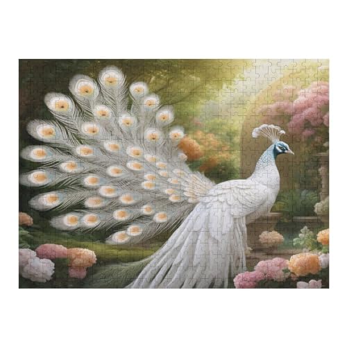 Holzpuzzle Pfau Puzzle 500 Teile Erwachsene Klassische Pädagogisches Spielzeug Kinder Lernspiel Herausforderndes Puzzles Raumdekoration Detailreiches Geschenk （52×38cm） von AAPZY