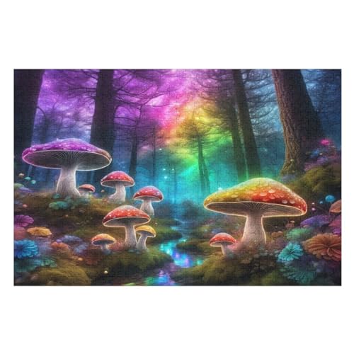 Holzpuzzle Pilz Puzzle 1000 Teile Erwachsene Klassische Pädagogisches Spielzeug Kinder Lernspiel Herausforderndes Puzzles Raumdekoration Detailreiches Geschenk （75×50cm） von AAPZY