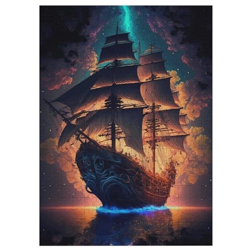 Holzpuzzle Piratenschiff Puzzle 300 Teile Erwachsene Klassische Pädagogisches Spielzeug Kinder Lernspiel Herausforderndes Puzzles Raumdekoration Detailreiches Geschenk 42×30cm von AAPZY