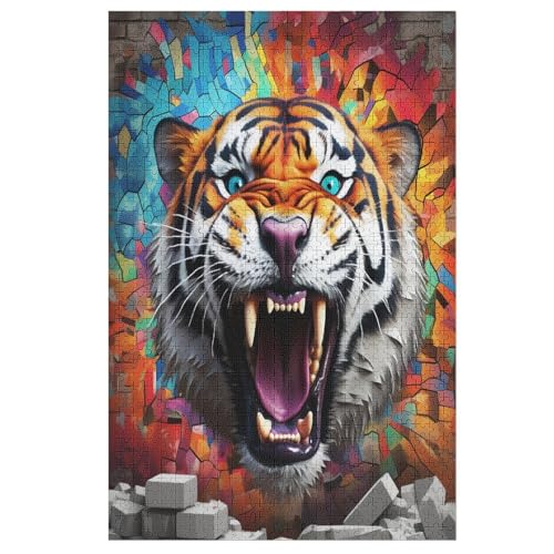 Holzpuzzle Tiger Puzzle 1000 Teile Erwachsene Klassische Pädagogisches Spielzeug Kinder Lernspiel Herausforderndes Puzzles Raumdekoration Detailreiches Geschenk 78×53cm von AAPZY