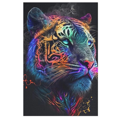 Holzpuzzle Tiger Puzzle 1000 Teile Erwachsene Klassische Pädagogisches Spielzeug Kinder Lernspiel Herausforderndes Puzzles Raumdekoration Detailreiches Geschenk 78×53cm von AAPZY