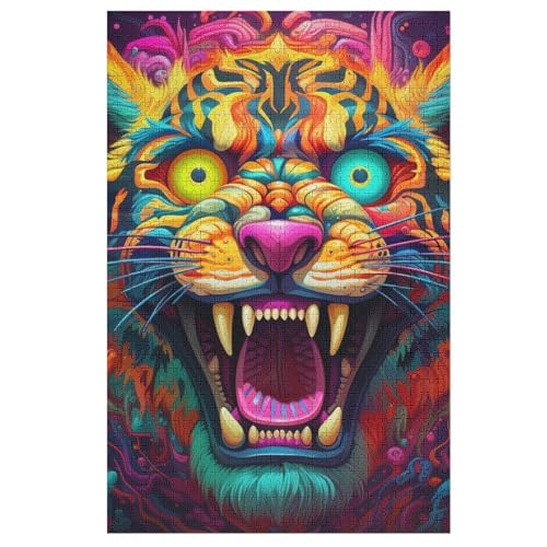 Holzpuzzle Tiger Puzzle 1000 Teile Erwachsene Klassische Pädagogisches Spielzeug Kinder Lernspiel Herausforderndes Puzzles Raumdekoration Detailreiches Geschenk 78×53cm von AAPZY