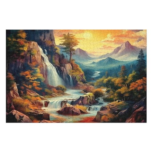 Holzpuzzle Wasserfall Puzzle 1000 Teile Erwachsene Klassische Pädagogisches Spielzeug Kinder Lernspiel Herausforderndes Puzzles Raumdekoration Detailreiches Geschenk （75×50cm） von AAPZY