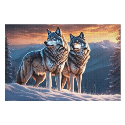 Holzpuzzle Wolf Puzzle 1000 Teile Erwachsene Klassische Pädagogisches Spielzeug Kinder Lernspiel Herausforderndes Puzzles Raumdekoration Detailreiches Geschenk （75×50cm） von AAPZY