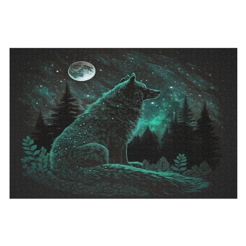 Holzpuzzle Wolf Puzzle 1000 Teile Erwachsene Klassische Pädagogisches Spielzeug Kinder Lernspiel Herausforderndes Puzzles Raumdekoration Detailreiches Geschenk （75×50cm） von AAPZY