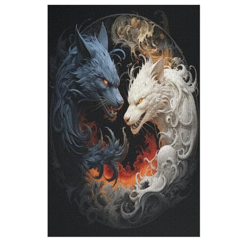 Holzpuzzle Wolf Puzzle 1000 Teile Erwachsene Klassische Pädagogisches Spielzeug Kinder Lernspiel Herausforderndes Puzzles Raumdekoration Detailreiches Geschenk 78×53cm von AAPZY