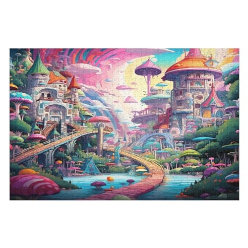 Holzpuzzle Wunderland Puzzle 1000 Teile Erwachsene Klassische Pädagogisches Spielzeug Kinder Lernspiel Herausforderndes Puzzles Raumdekoration Detailreiches Geschenk （75×50cm） von AAPZY