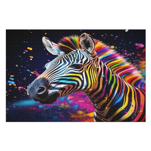 Holzpuzzle Zebra Puzzle 1000 Teile Erwachsene Klassische Pädagogisches Spielzeug Kinder Lernspiel Herausforderndes Puzzles Raumdekoration Detailreiches Geschenk （75×50cm） von AAPZY