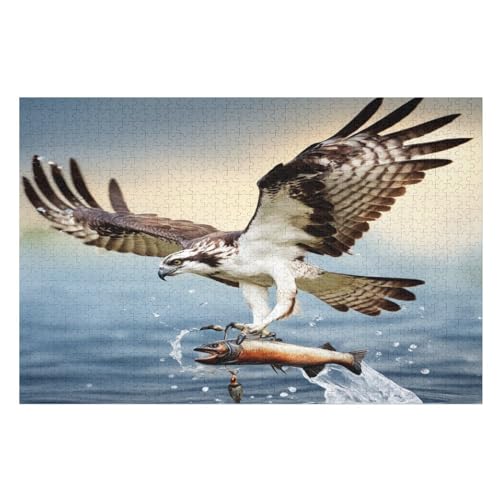 Holzpuzzles 1000 Teile Adler -Puzzle Für Jungen Und Mädchen, Schwierigkeitsgrad, Lernspiele, Familienspielzeug （75×50cm） von AAPZY