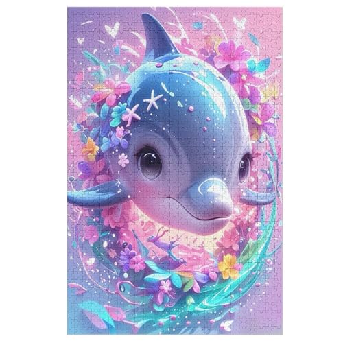 Holzpuzzles 1000 Teile Delfin -Puzzle Für Jungen Und Mädchen, Schwierigkeitsgrad, Lernspiele, Familienspielzeug 78×53cm von AAPZY