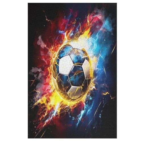 Holzpuzzles 1000 Teile Fußball -Puzzle Für Jungen Und Mädchen, Schwierigkeitsgrad, Lernspiele, Familienspielzeug （78×53cm） von AAPZY