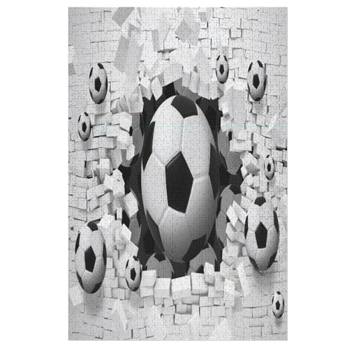 Holzpuzzles 1000 Teile Fußball -Puzzle Für Jungen Und Mädchen, Schwierigkeitsgrad, Lernspiele, Familienspielzeug 78×53cm von AAPZY