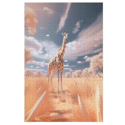 Holzpuzzles 1000 Teile Giraffe -Puzzle Für Jungen Und Mädchen, Schwierigkeitsgrad, Lernspiele, Familienspielzeug 78×53cm von AAPZY