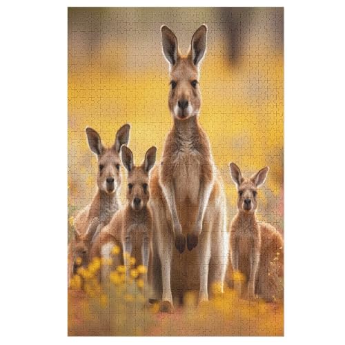 Holzpuzzles 1000 Teile Känguru -Puzzle Für Jungen Und Mädchen, Schwierigkeitsgrad, Lernspiele, Familienspielzeug （78×53cm） von AAPZY