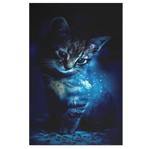 Holzpuzzles 1000 Teile Katze -Puzzle Für Jungen Und Mädchen, Schwierigkeitsgrad, Lernspiele, Familienspielzeug （78×53cm） von AAPZY