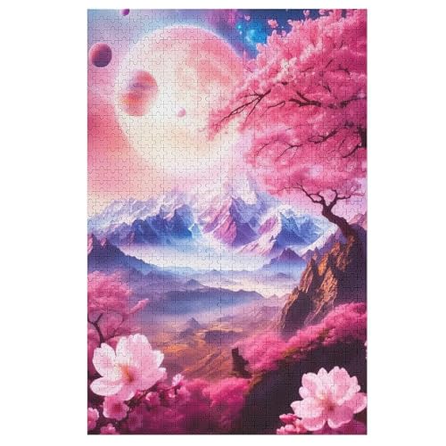 Holzpuzzles 1000 Teile Kirschbaum, japanische Kunst -Puzzle Für Jungen Und Mädchen, Schwierigkeitsgrad, Lernspiele, Familienspielzeug 78×53cm von AAPZY