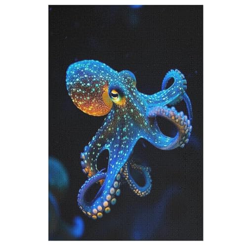 Holzpuzzles 1000 Teile Oktopus -Puzzle Für Jungen Und Mädchen, Schwierigkeitsgrad, Lernspiele, Familienspielzeug 78×53cm von AAPZY