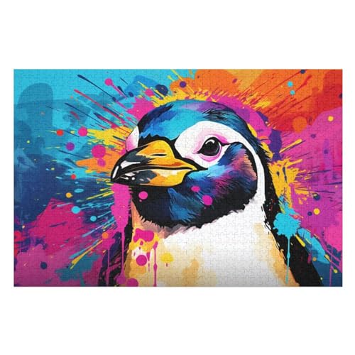 Holzpuzzles 1000 Teile Pinguin -Puzzle Für Jungen Und Mädchen, Schwierigkeitsgrad, Lernspiele, Familienspielzeug （75×50cm） von AAPZY